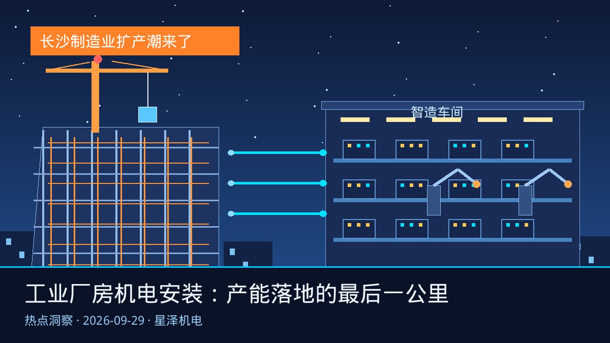 市委书记亲自调度重点项目,企业二期厂房冲刺封顶!长沙制造业“边生产、边扩建”热潮背后:从洁净车间到智能产线配套、从厂区配电到压缩空气管网,工业厂房机电安装如何跑赢产能落地的“最后一公里”