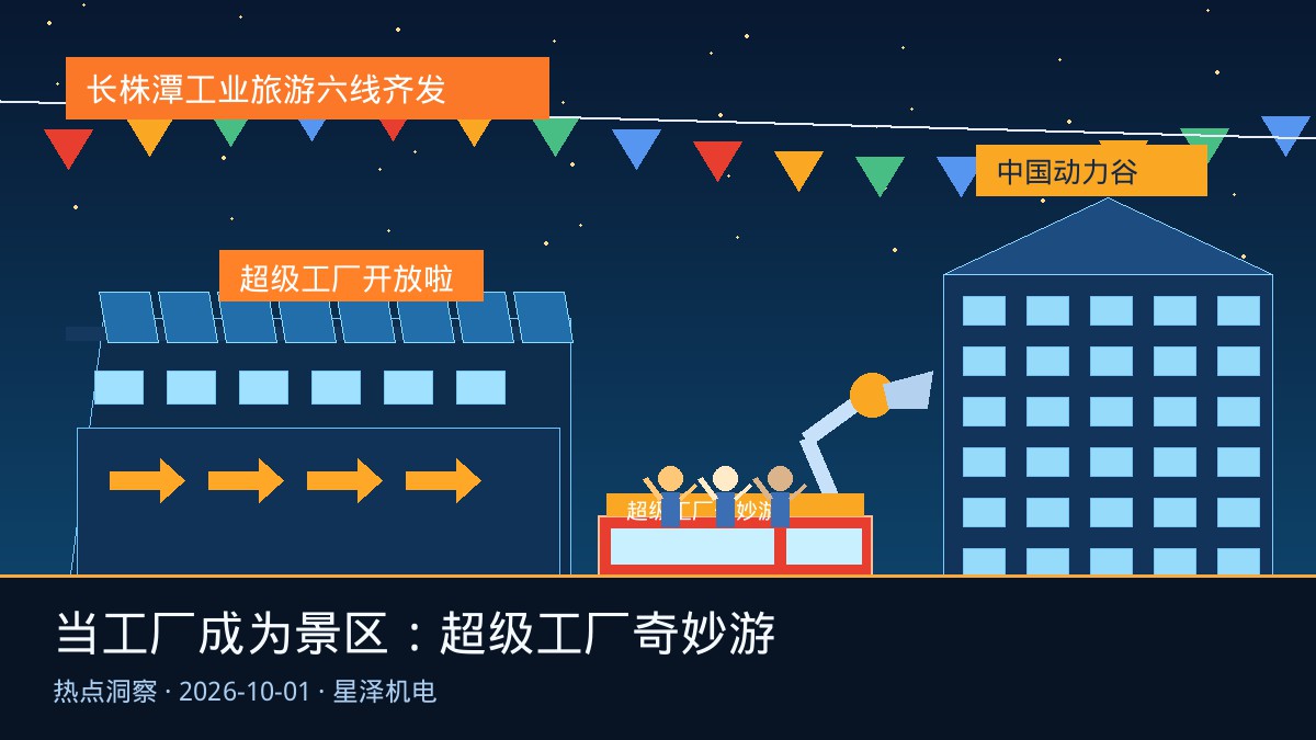 国庆打卡“超级工厂”!长株潭六条工业旅游线路串联30余家企业:从三一重工到比亚迪智造、从清水塘1956到中国动力谷,敢开放参观的工厂如何炼成?智能产线、参观动线与老厂房机电更新背后,机电安装行业的文旅新订单