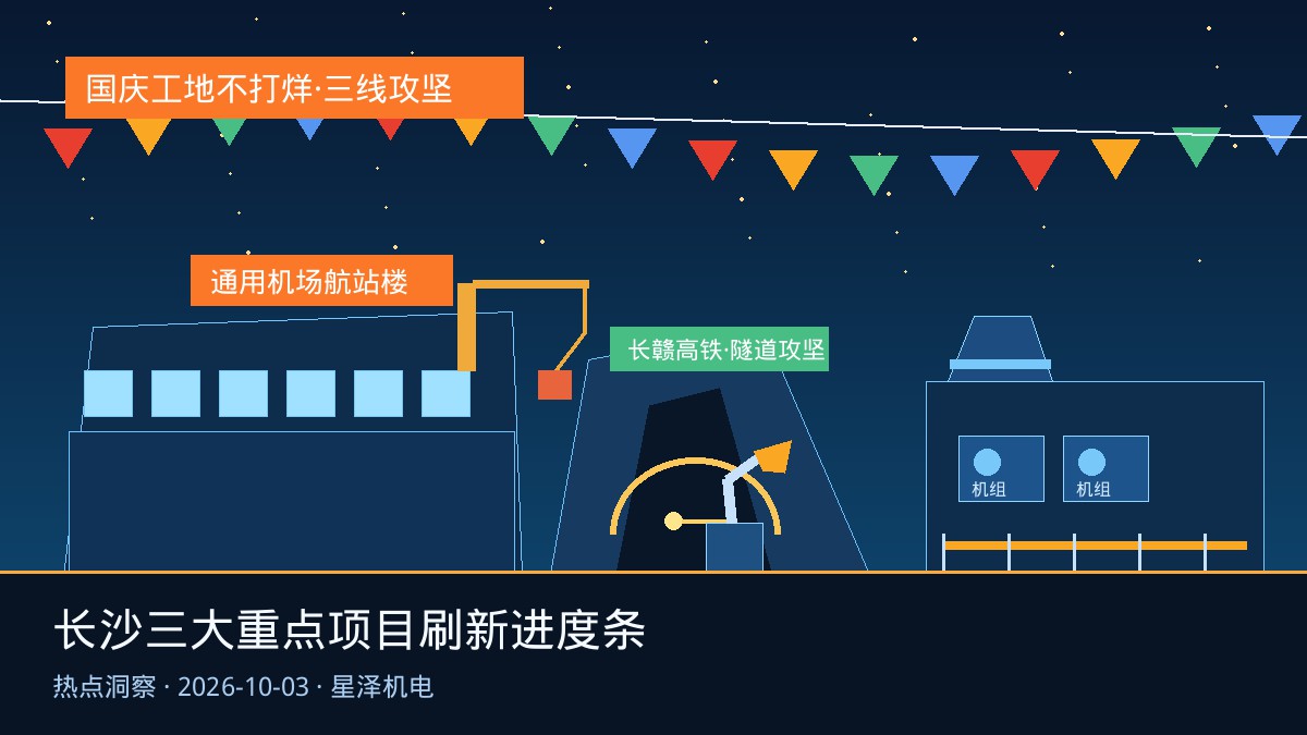 国庆工地不打烊!坪塘通用机场冲刺航站楼、长赣高铁5000建设者攻坚隧道、梅溪湖能源站年底试运营:从机场动力中心到集中供能枢纽,机电安装行业的假期机遇清单