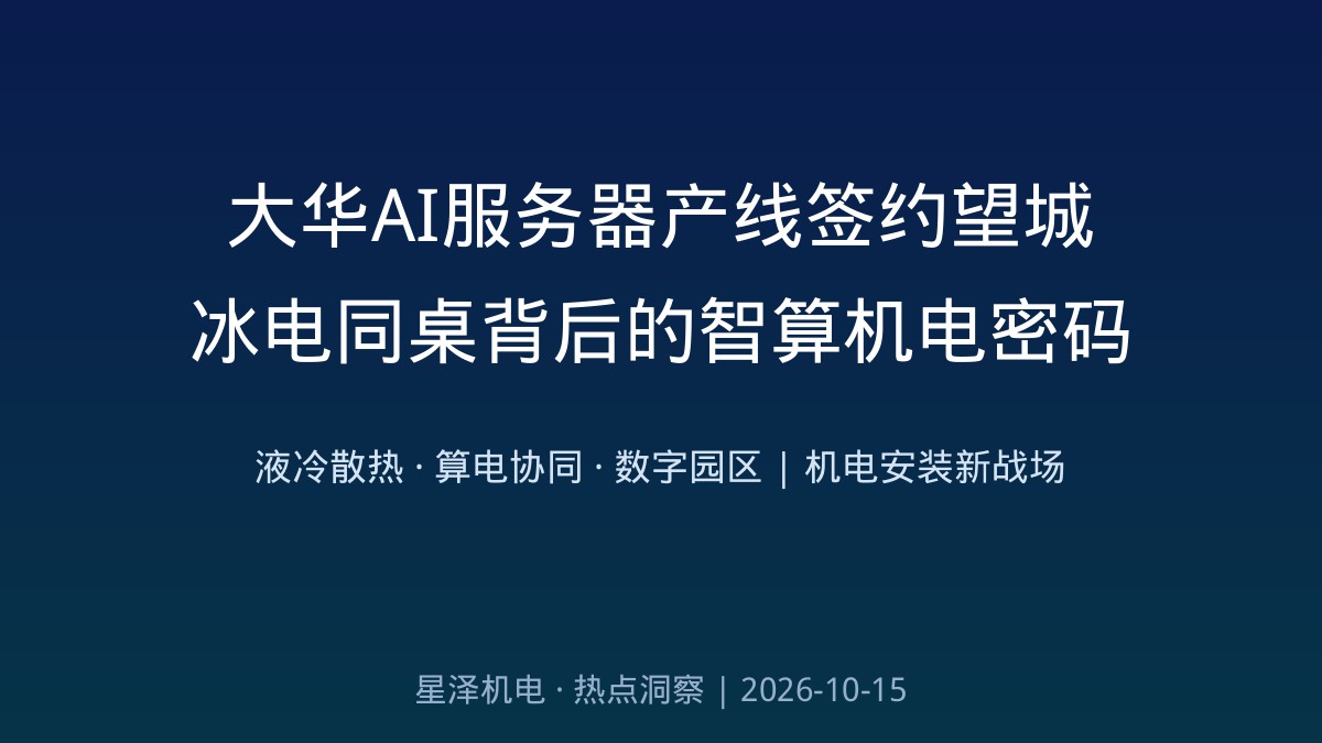 2万台AI服务器产线落户望城!大华股份
